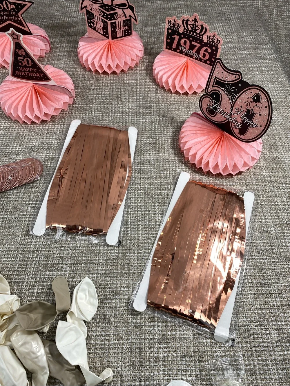 Pink and Rose Gold 50th Birthday Table Decoration Set